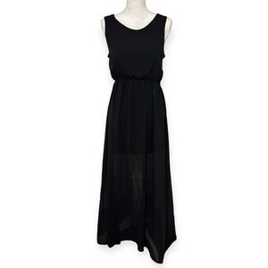 Boutique Black Sleeveless Sheer Maxi Dress NWOT
